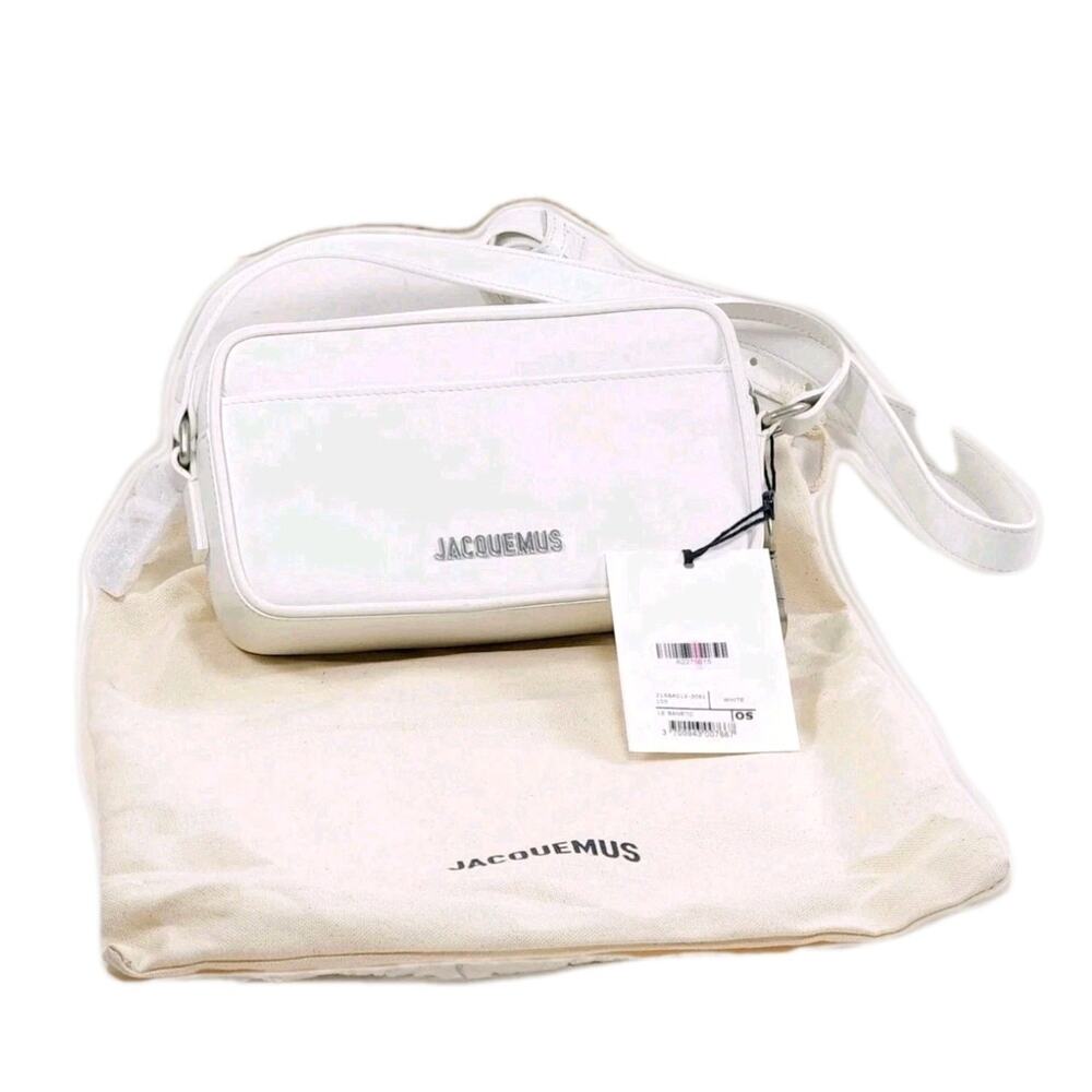 JACQUEMUS Le Baneto Leather Crossbody Bag Logo Adjustable Strap Zipped